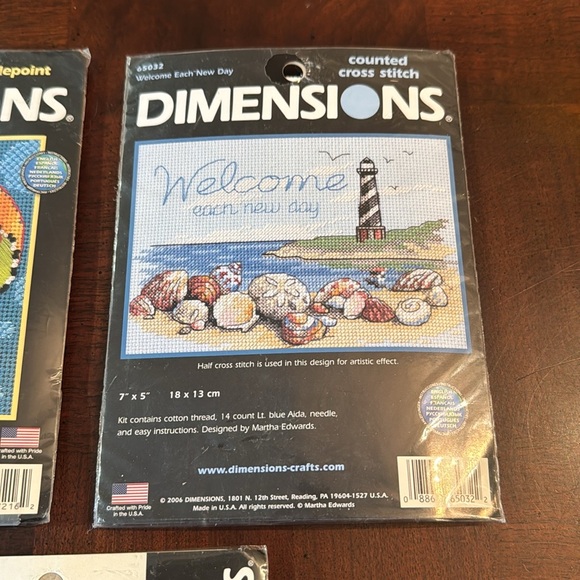 Dimensions Counted Cross Stitch Kit 7"X5" Lighthouse Summer Beach Chairs - Picture 3 of 9